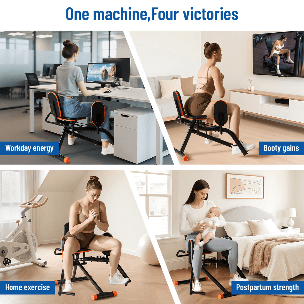 HXD-ERGO Home Gym Hip Abductor Machine - Quiet Glute & Leg Workout Equipment with 6-Level Resistance for Men/Women Hips Shaping ,Max Load 440 lbs