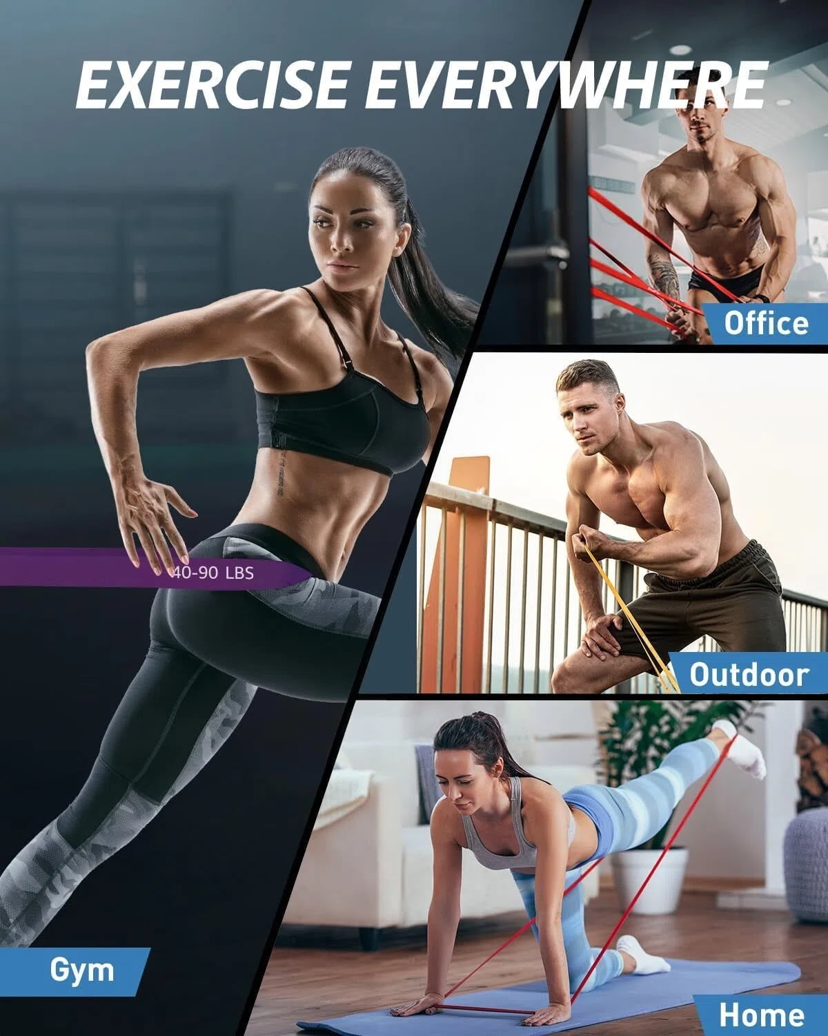 TCVOR Resistance Bands Set (5pcs), Exercise Bands with 5 Resistance Levels-up to 330 lbs, Pull Up Bands for Men & Women, Exercise Workout Bands for Working Out, Body Stretching, Muscle Training