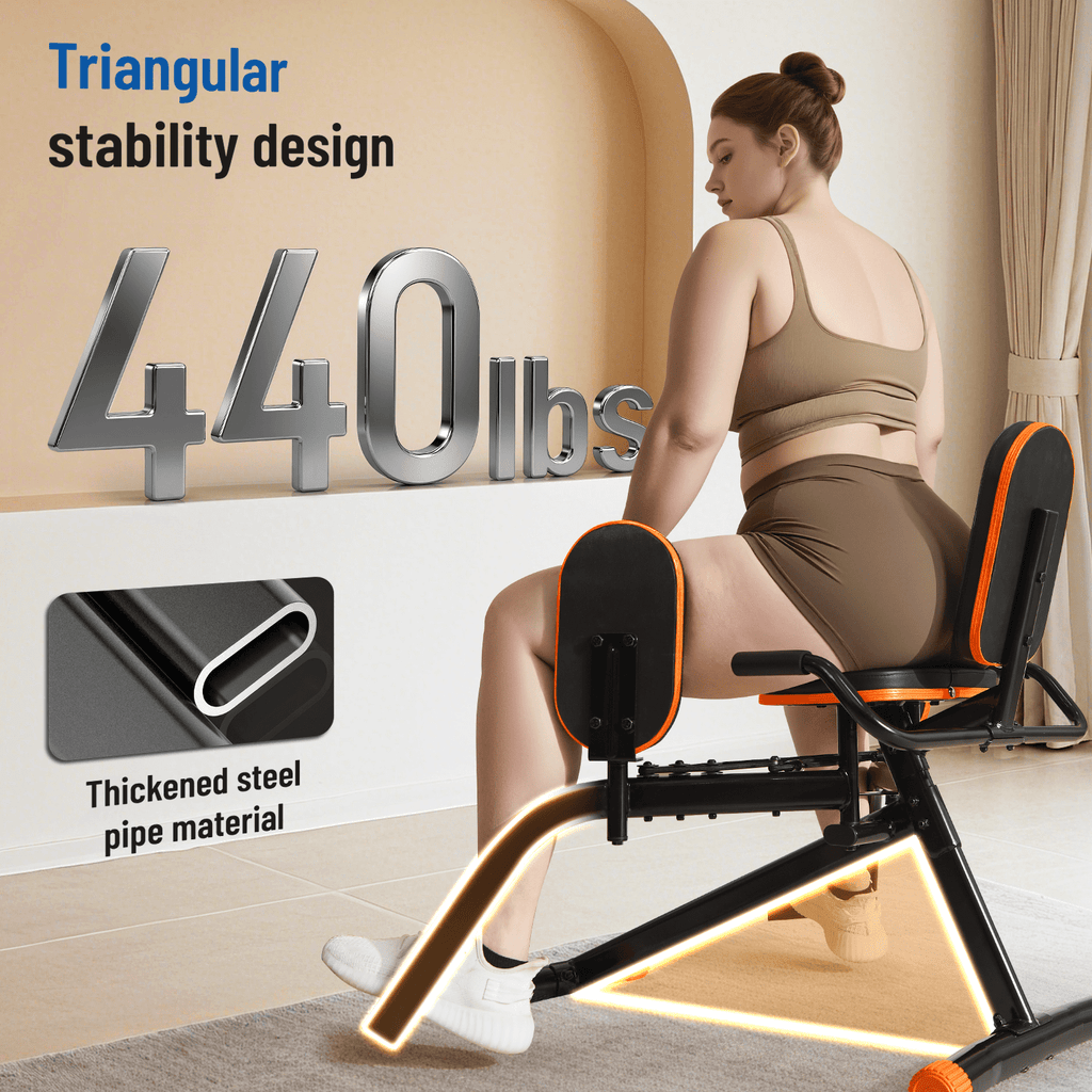 HXD-ERGO Home Gym Hip Abductor Machine - Quiet Glute & Leg Workout Equipment with 6-Level Resistance for Men/Women Hips Shaping ,Max Load 440 lbs