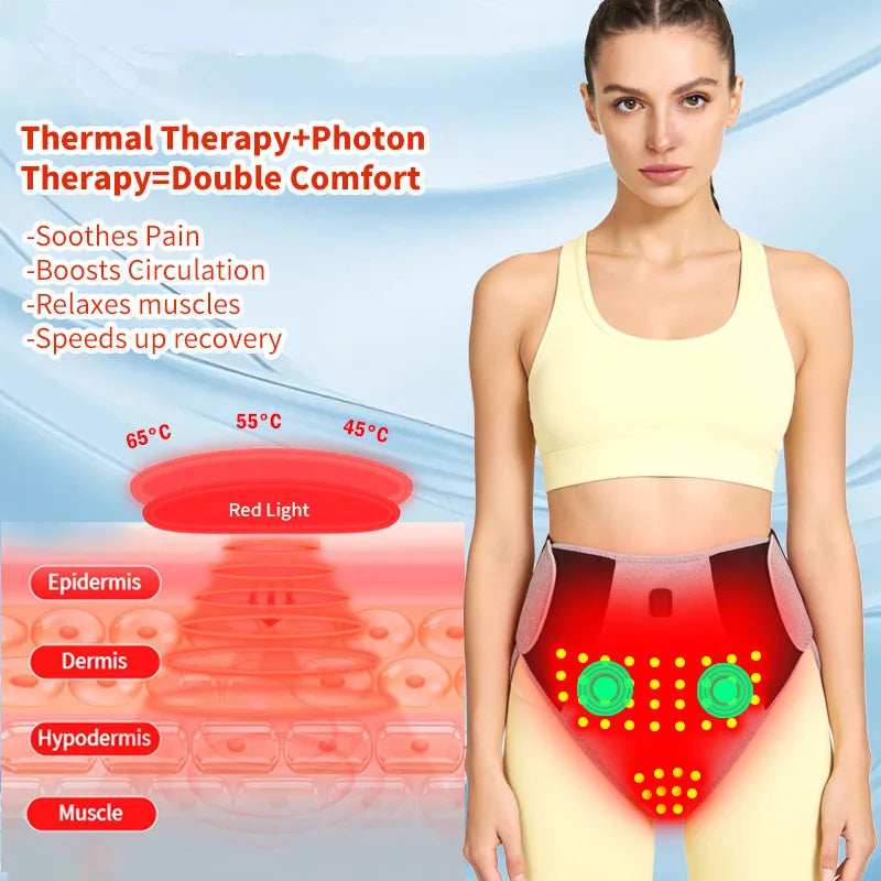 Red Light Heated Shorts - Women-Specific Abdominal Massage Wrap - 3-Level Modes &Timer -Muscle Relax Menstrual Discomfort Relief