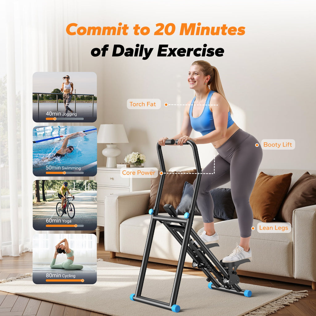 MERACH Stair Stepper Exercise Machine, Newly Upgraded 9 Levels Resistance Adjustable Climber, Compact Foldable Full-Body Workout Stepper Home Cardio Exercise Equipment