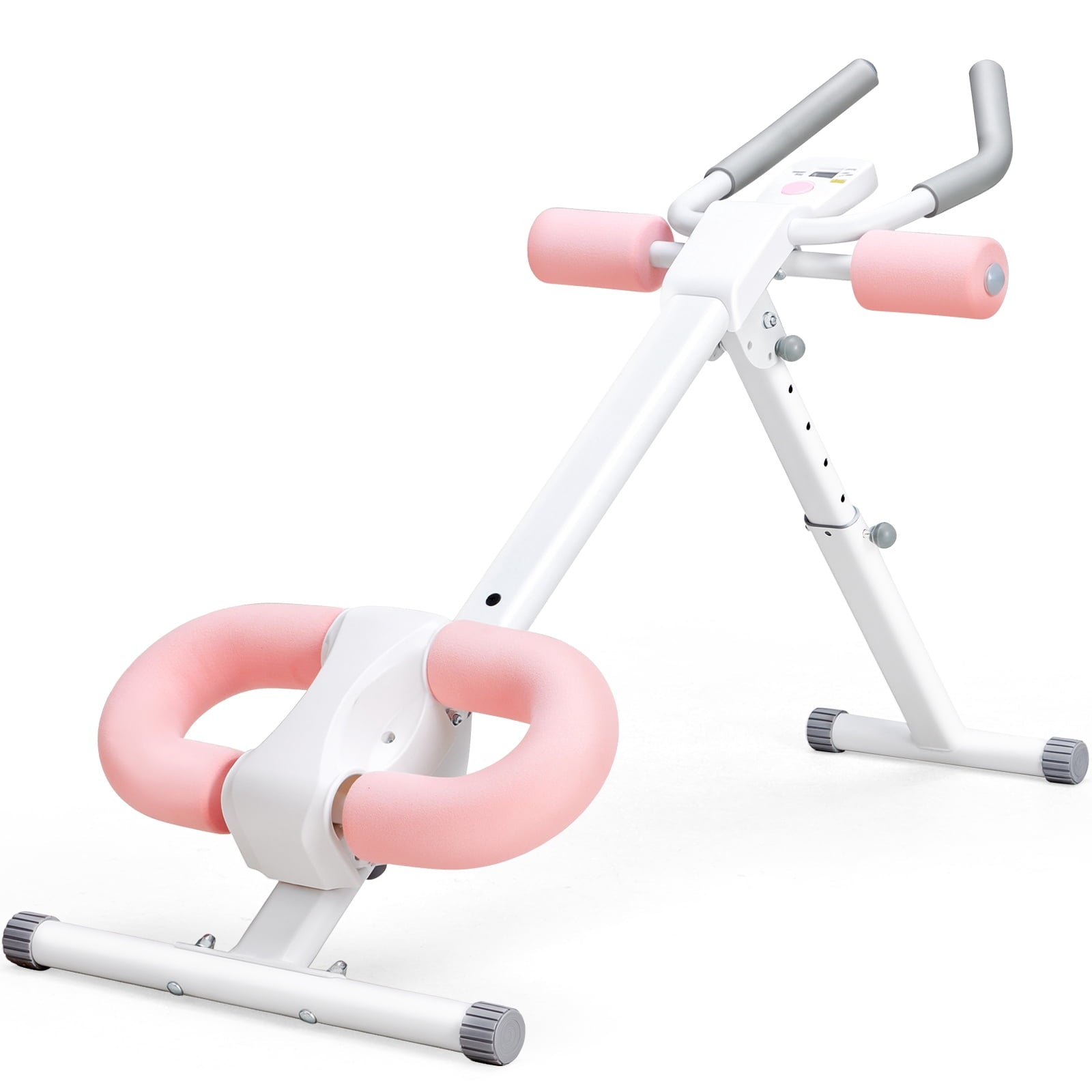 EDX Ab Machine for Home Gym, Adjustable Ab Workout Equipment with LCD Display, Foldable Core Trainer, 440 lbs Capacity, Pink